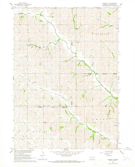 Classic USGS Pender NE Nebraska 7.5'x7.5' Topo Map Image