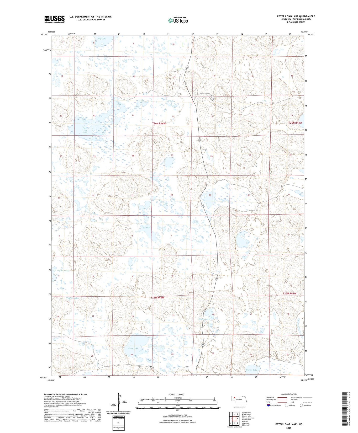 Peter Long Lake Nebraska US Topo Map Image