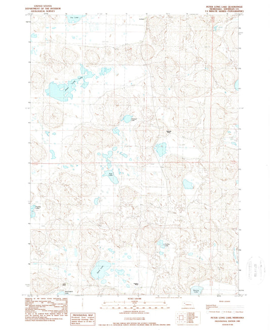 Classic USGS Peter Long Lake Nebraska 7.5'x7.5' Topo Map Image