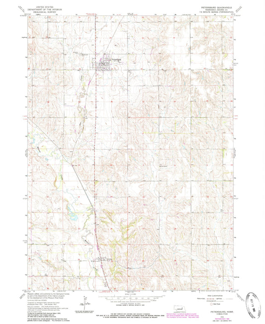 Classic USGS Petersburg Nebraska 7.5'x7.5' Topo Map Image
