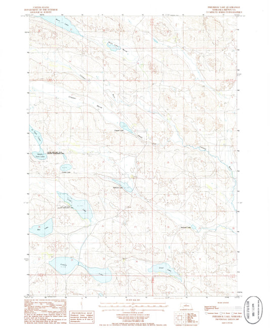 Classic USGS Philbrick Lake Nebraska 7.5'x7.5' Topo Map Image