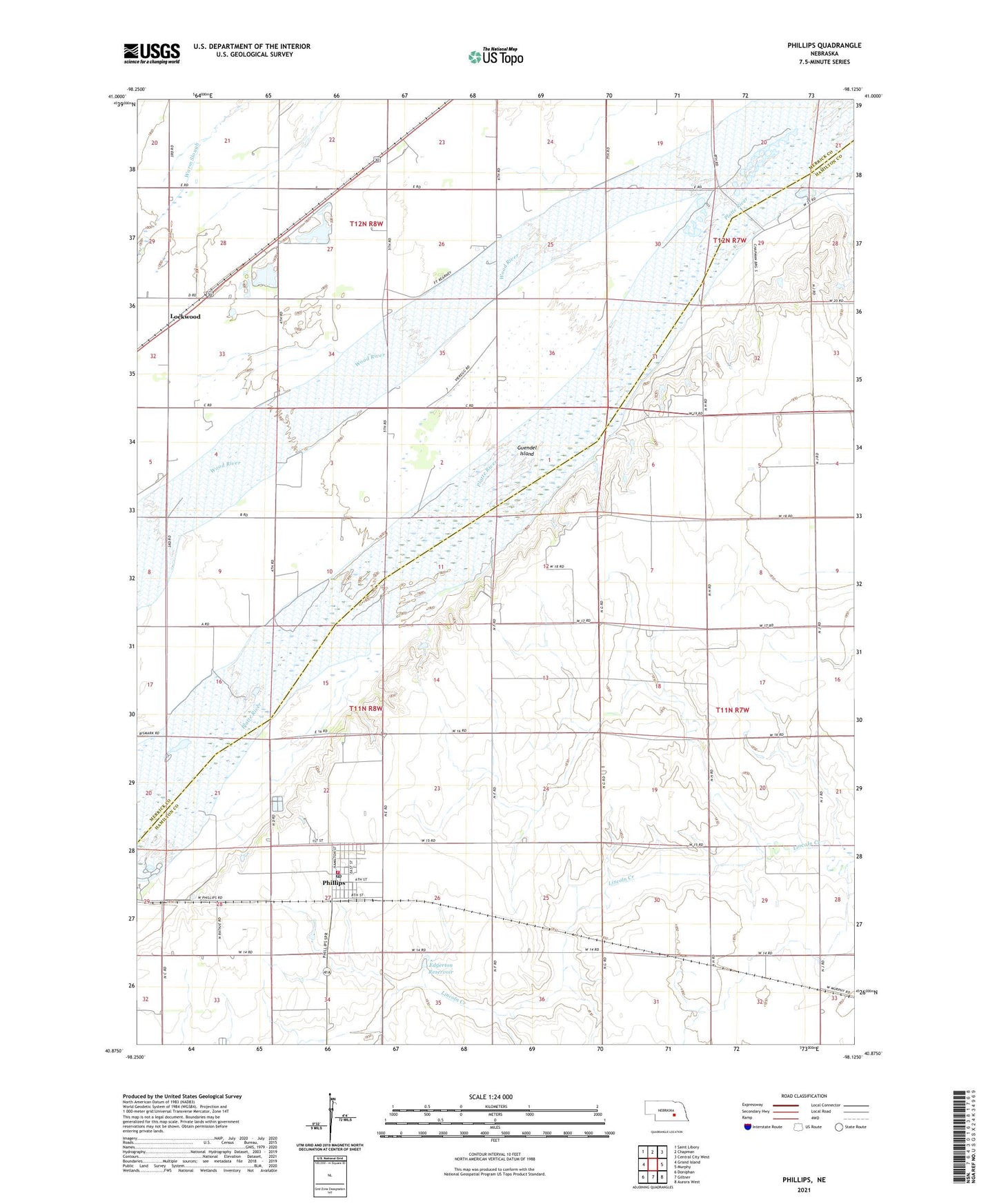 Phillips Nebraska US Topo Map Image