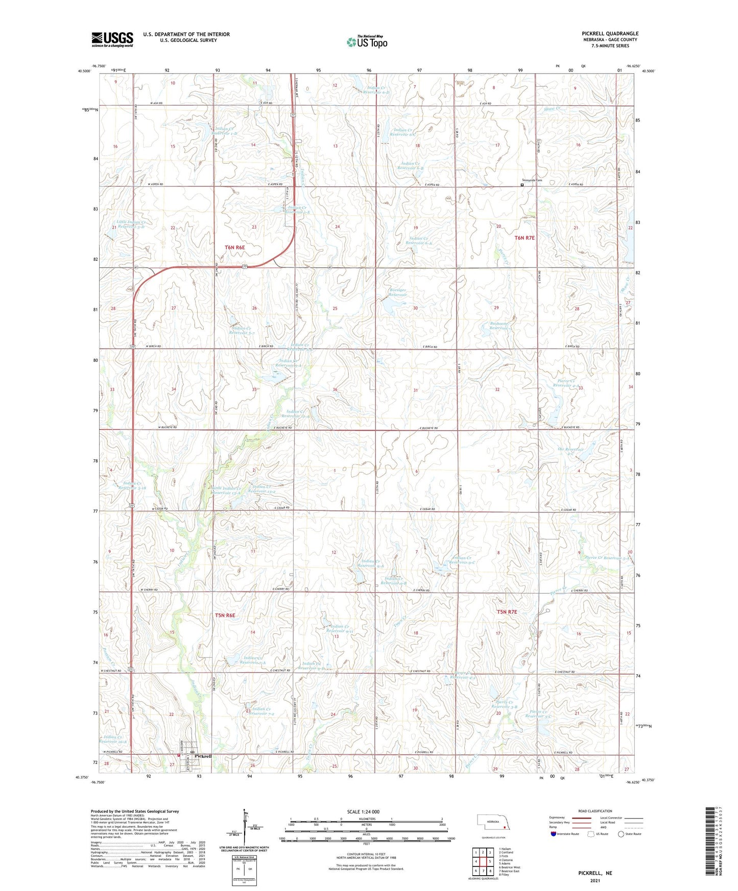 Pickrell Nebraska US Topo Map Image