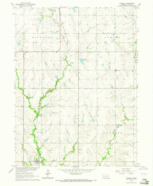 Classic USGS Pickrell Nebraska 7.5'x7.5' Topo Map Image