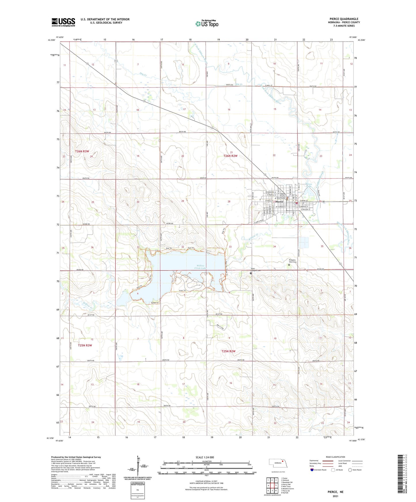Pierce Nebraska US Topo Map Image