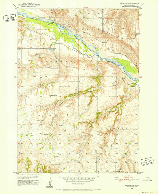 Classic USGS Pishelville Nebraska 7.5'x7.5' Topo Map Image