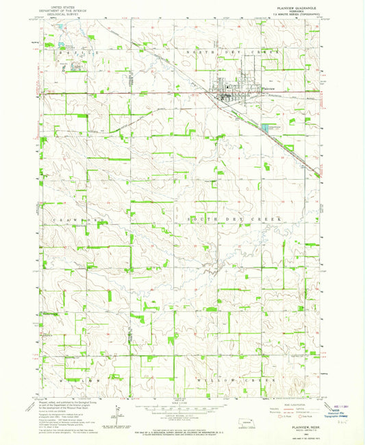 Classic USGS Plainview Nebraska 7.5'x7.5' Topo Map Image