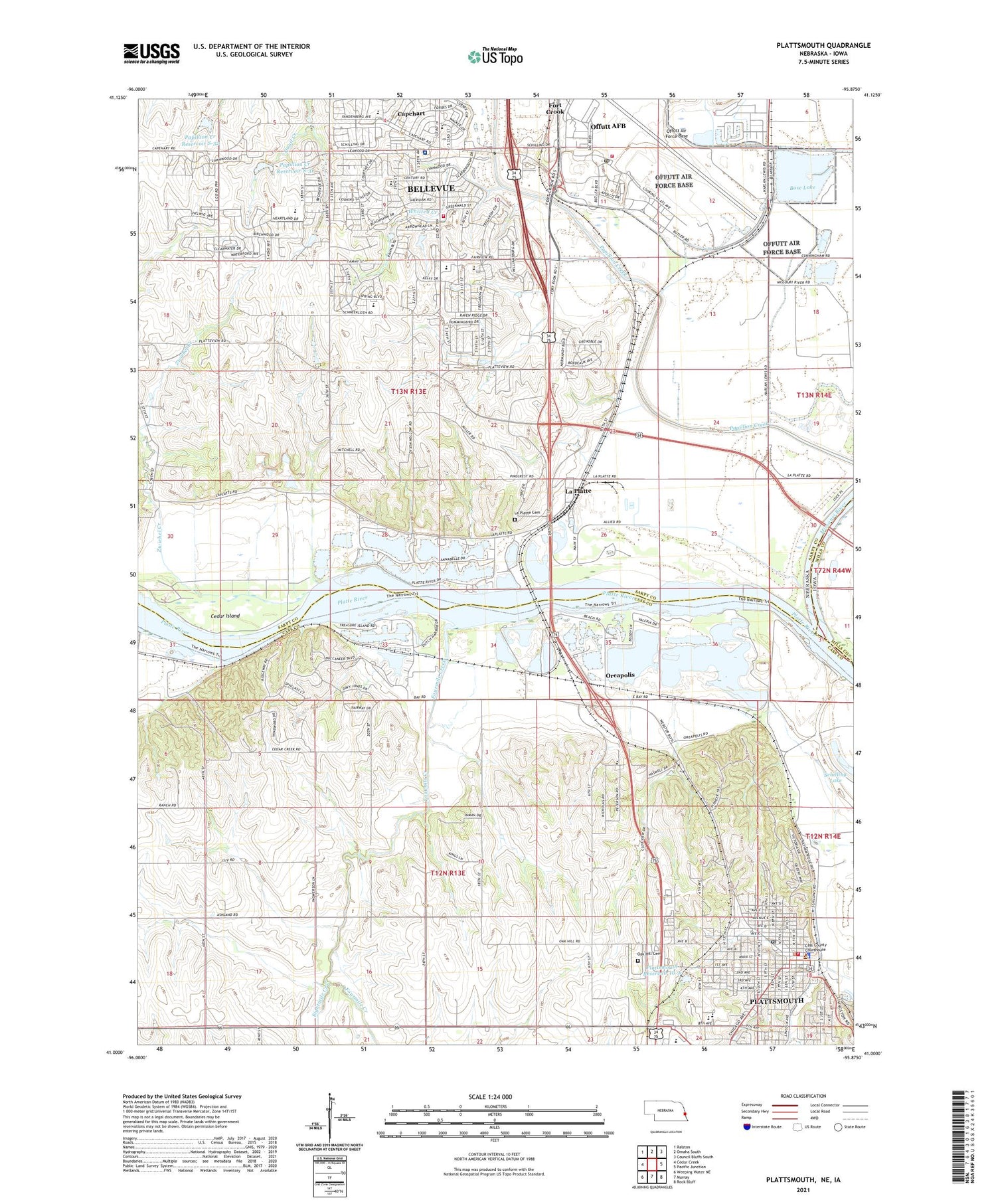Plattsmouth Nebraska US Topo Map Image