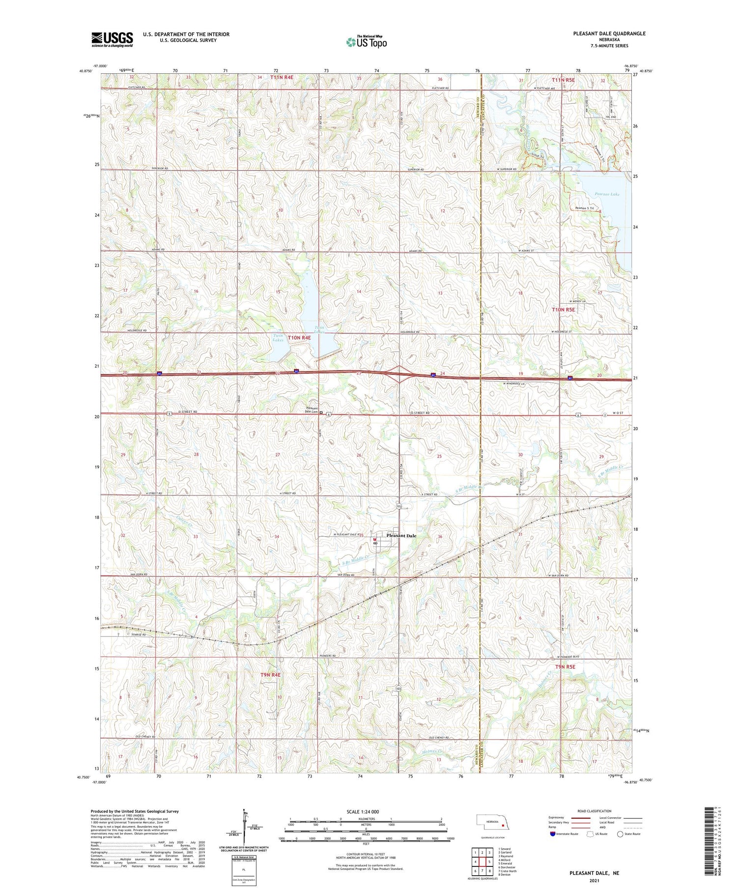 Pleasant Dale Nebraska US Topo Map Image