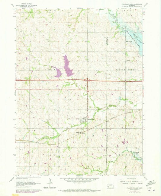 Classic USGS Pleasant Dale Nebraska 7.5'x7.5' Topo Map Image