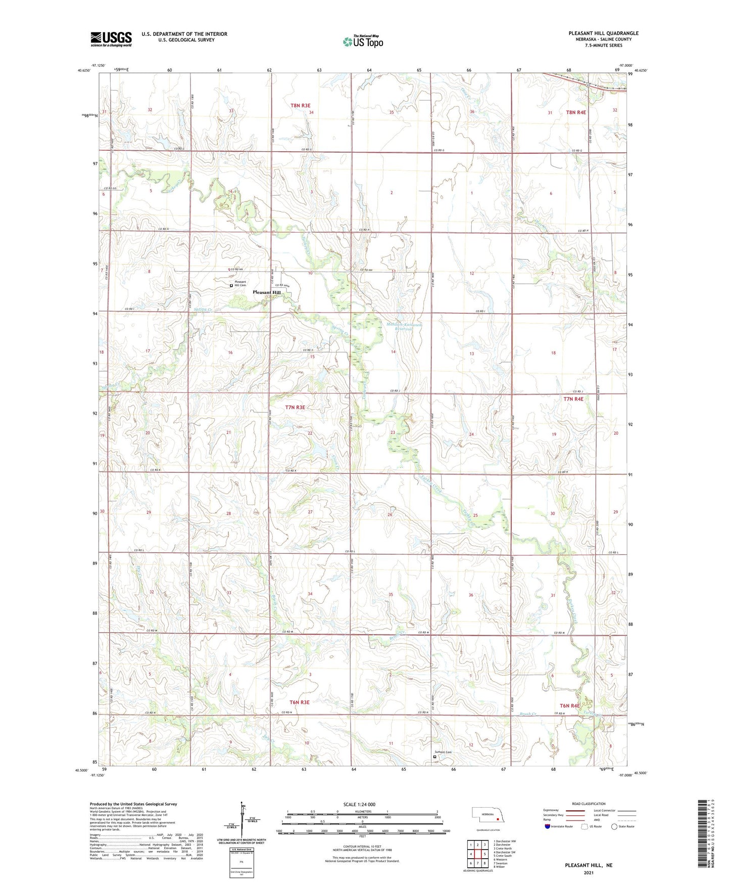 Pleasant Hill Nebraska US Topo Map Image