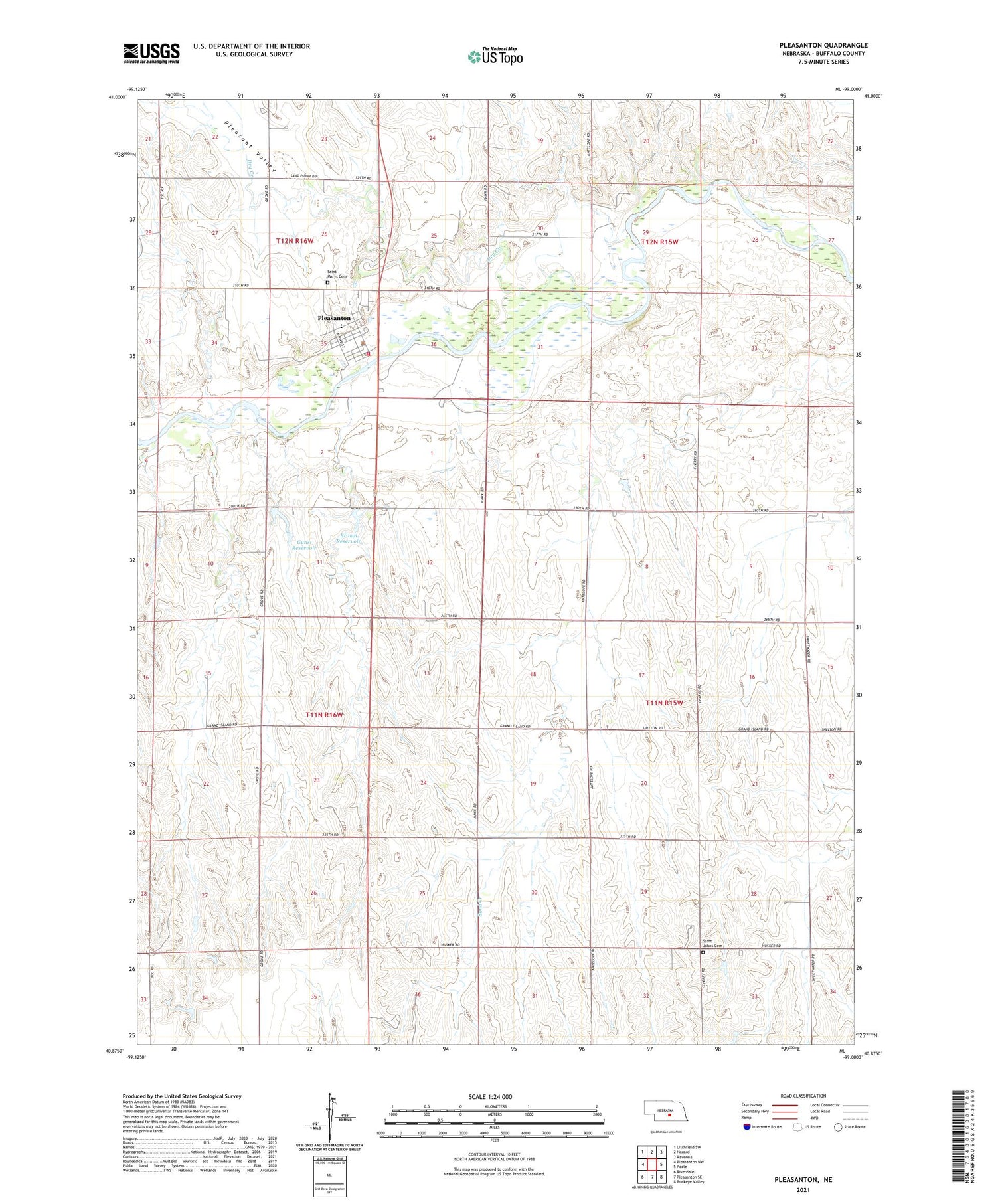 Pleasanton Nebraska US Topo Map Image