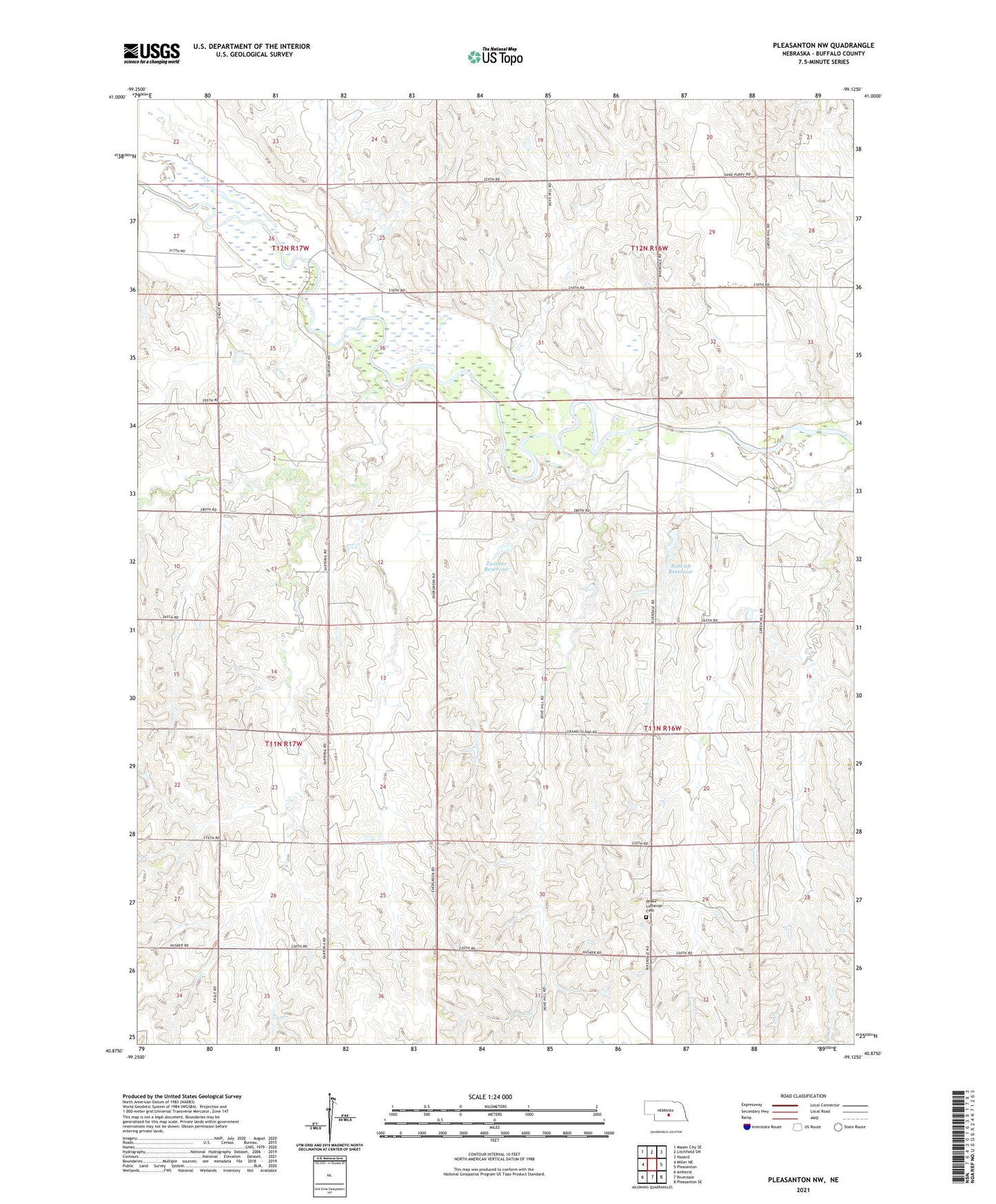 Pleasanton NW Nebraska US Topo Map Image