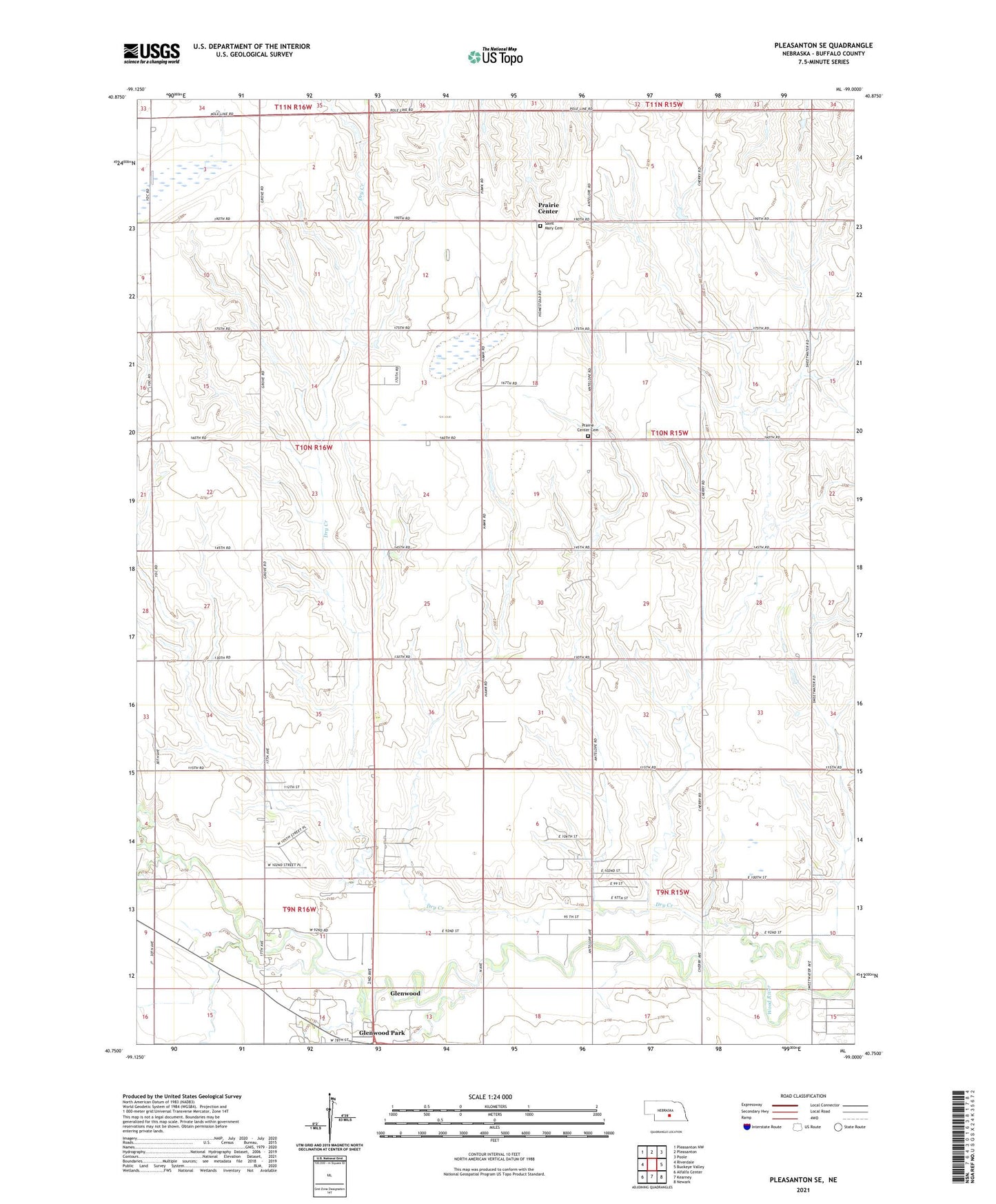 Pleasanton SE Nebraska US Topo Map Image