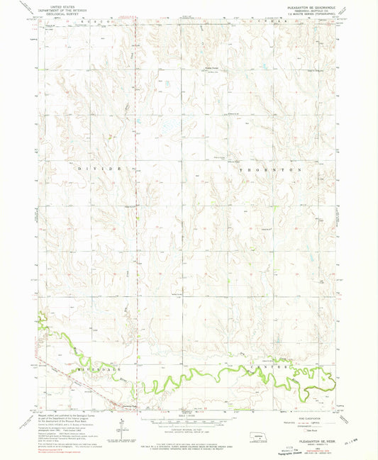 Classic USGS Pleasanton SE Nebraska 7.5'x7.5' Topo Map Image