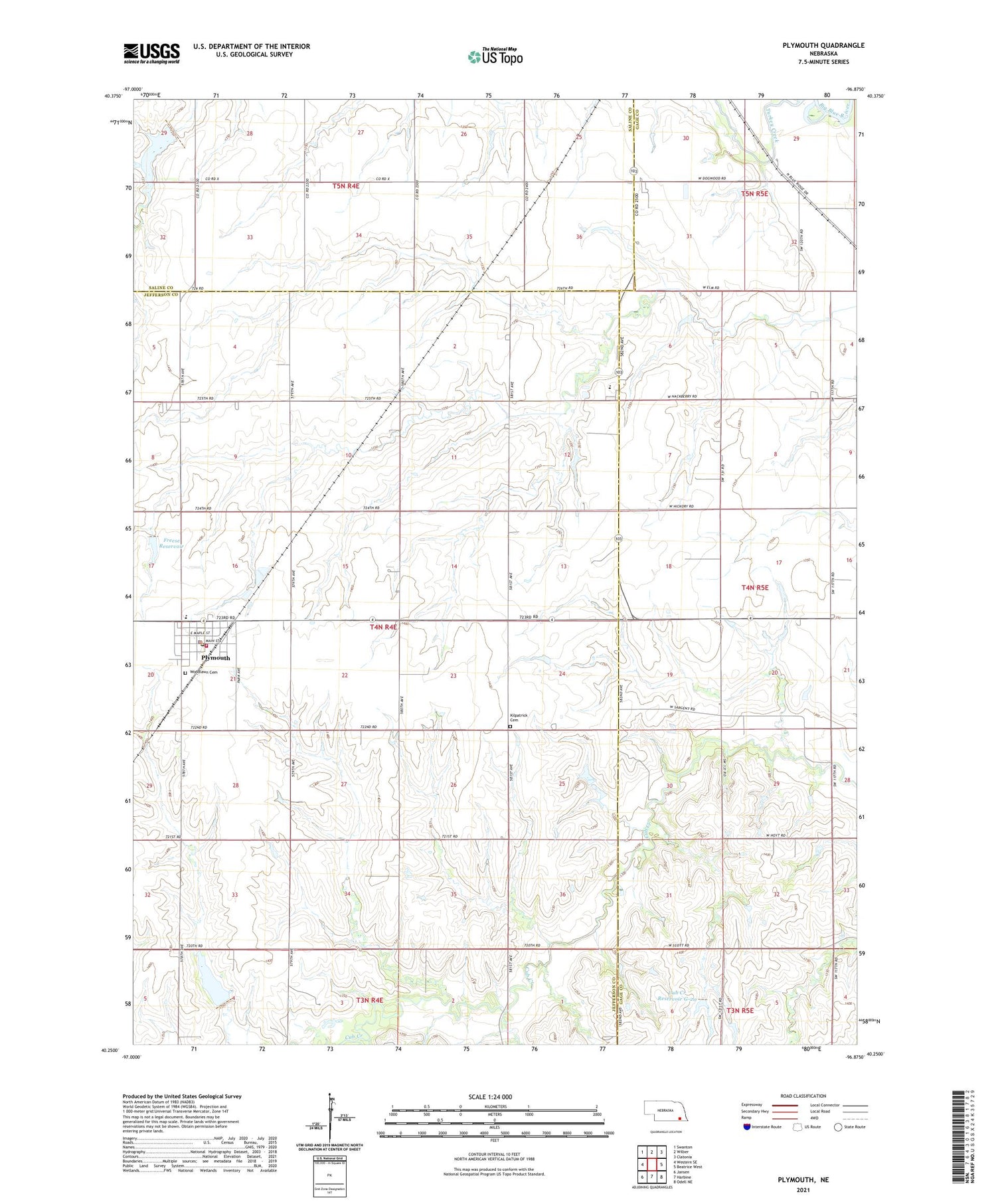 Plymouth Nebraska US Topo Map Image