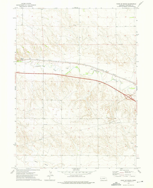 Classic USGS Point of Rocks Nebraska 7.5'x7.5' Topo Map Image