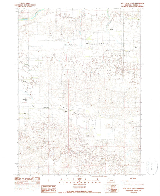 Classic USGS Pole Creek Valley Nebraska 7.5'x7.5' Topo Map Image