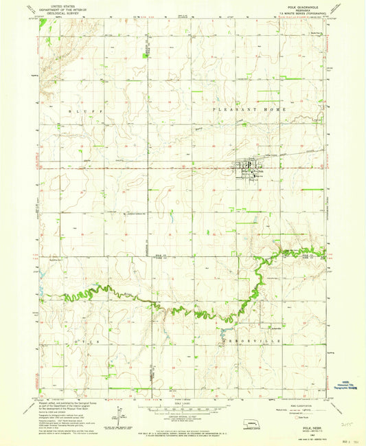 Classic USGS Polk Nebraska 7.5'x7.5' Topo Map Image