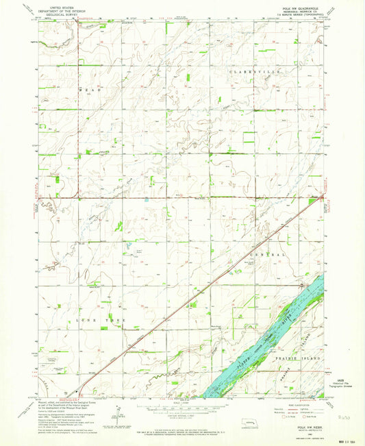 Classic USGS Polk NW Nebraska 7.5'x7.5' Topo Map Image