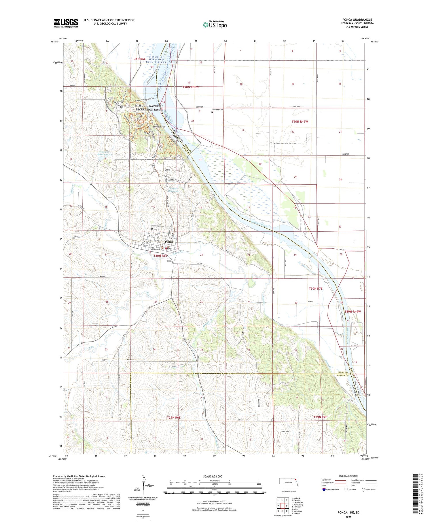 Ponca Nebraska US Topo Map Image