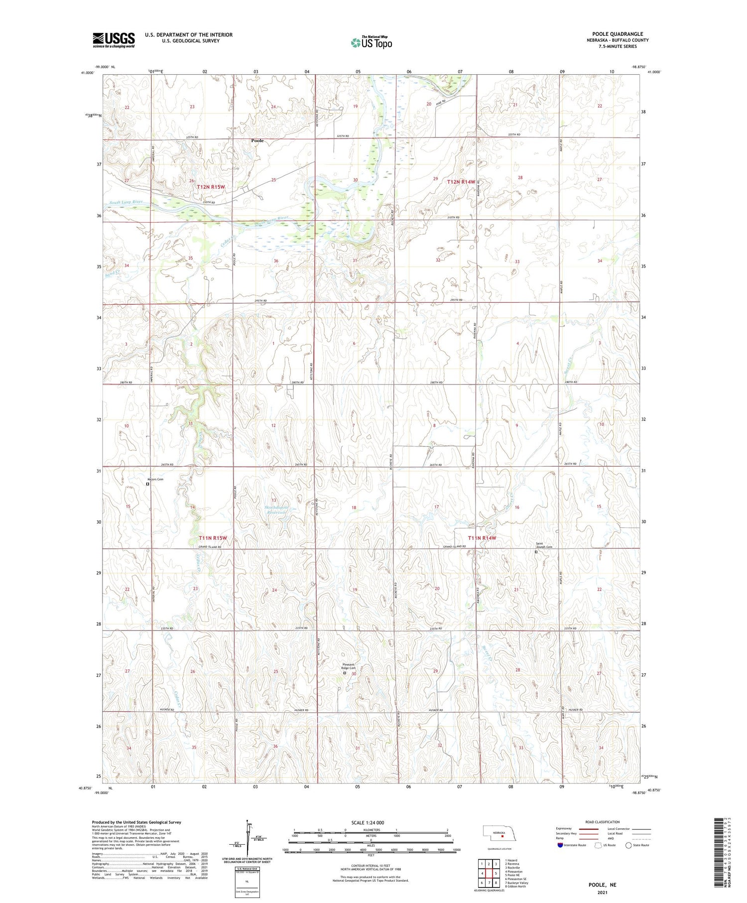 Poole Nebraska US Topo Map Image
