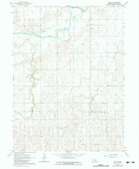Classic USGS Poole Nebraska 7.5'x7.5' Topo Map Image