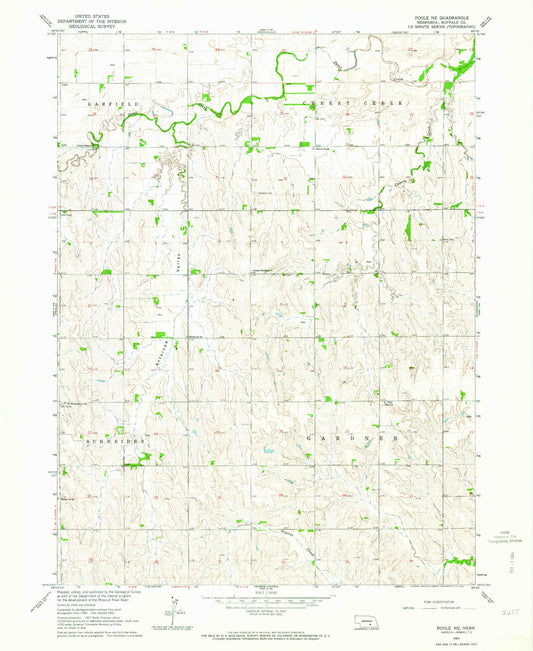 Classic USGS Poole NE Nebraska 7.5'x7.5' Topo Map Image