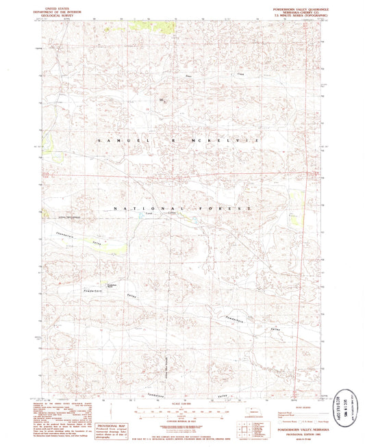 Classic USGS Powderhorn Valley Nebraska 7.5'x7.5' Topo Map Image