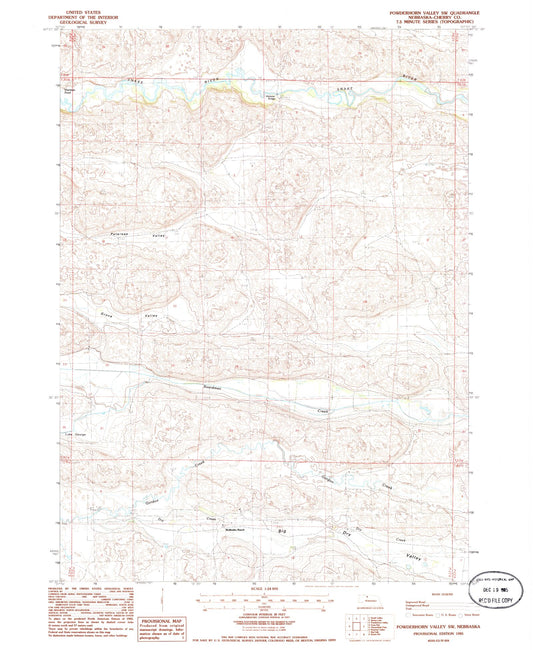 Classic USGS Powderhorn Valley SW Nebraska 7.5'x7.5' Topo Map Image