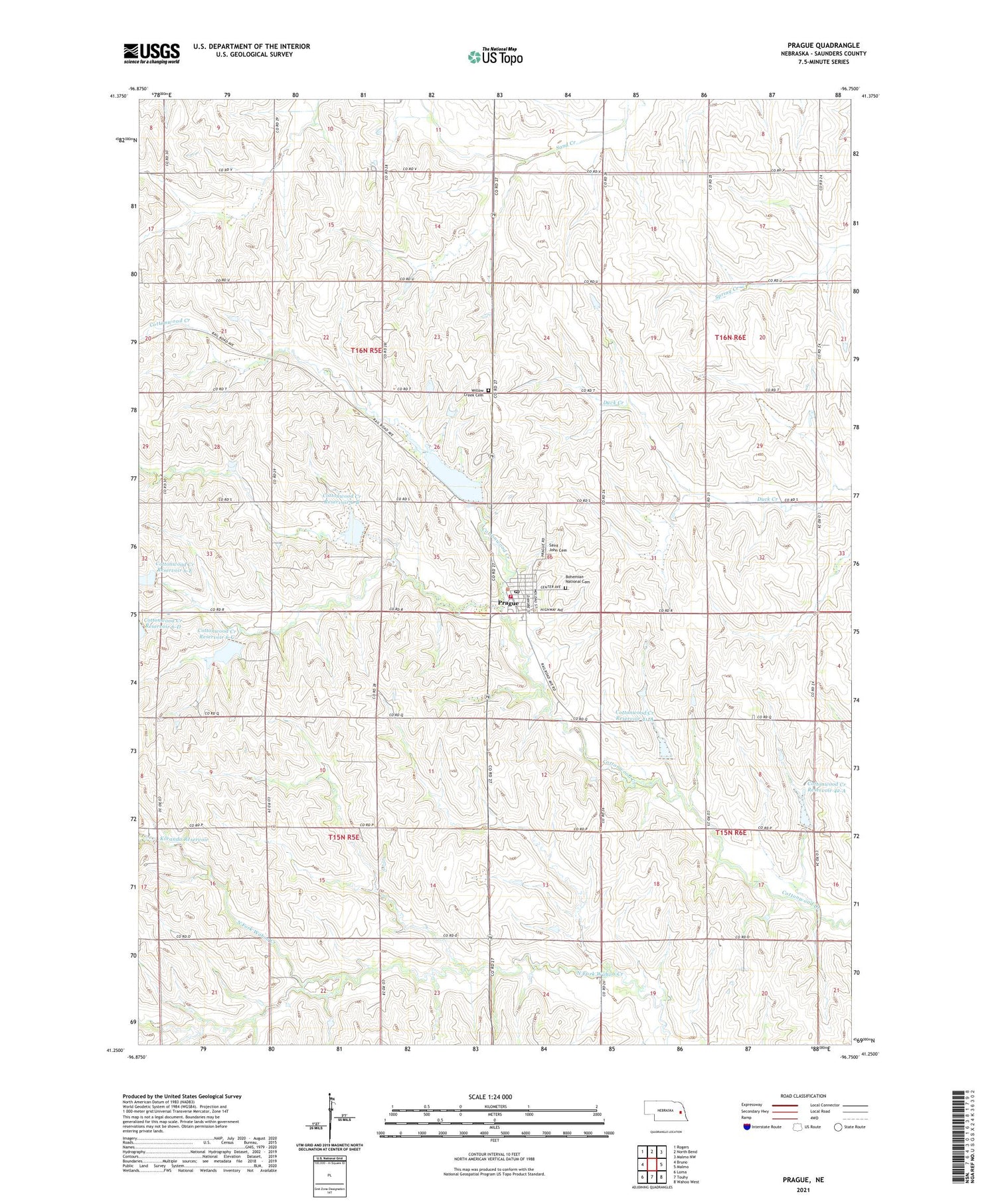 Prague Nebraska US Topo Map Image