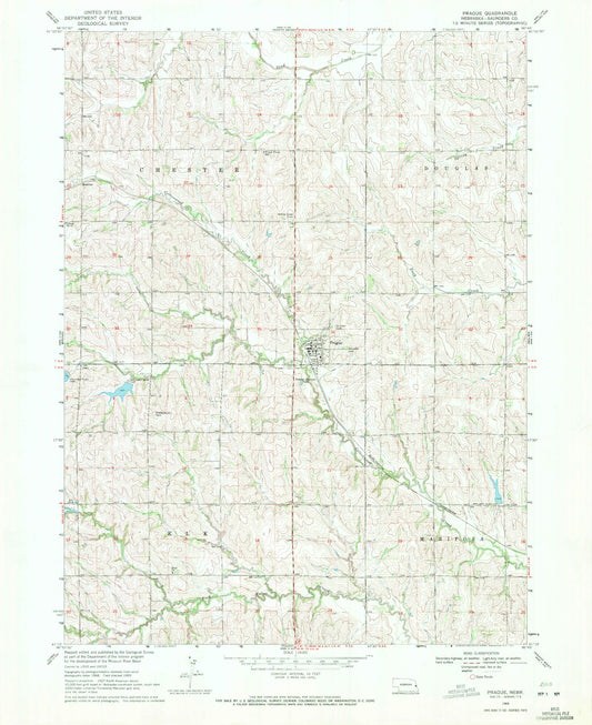 Classic USGS Prague Nebraska 7.5'x7.5' Topo Map Image