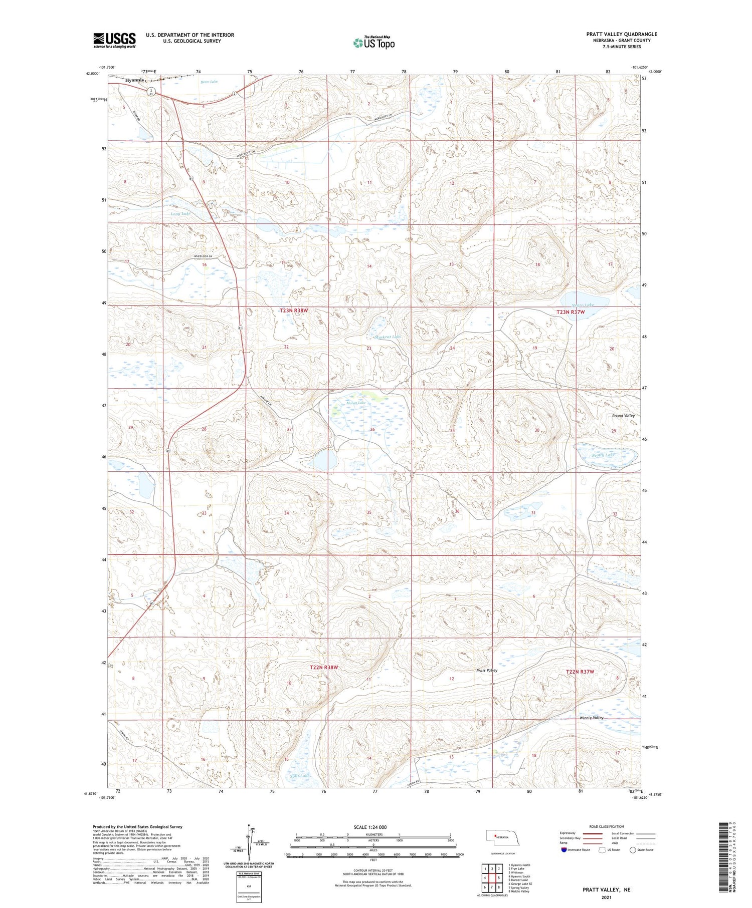Pratt Valley Nebraska US Topo Map Image