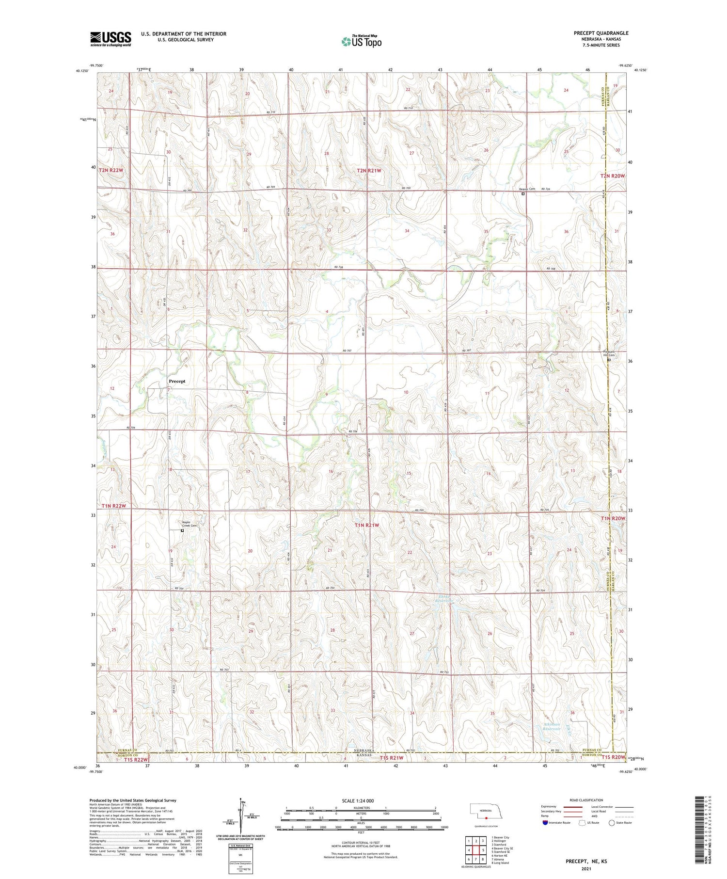 Precept Nebraska US Topo Map Image