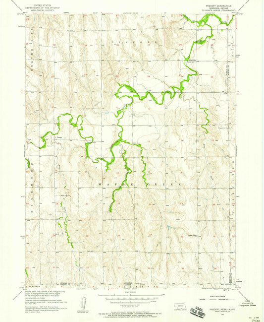 Classic USGS Precept Nebraska 7.5'x7.5' Topo Map Image