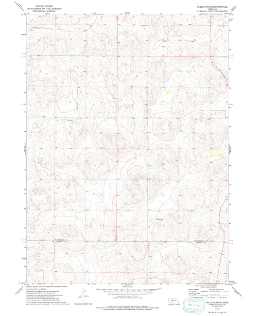 Classic USGS Pullen Ranch Nebraska 7.5'x7.5' Topo Map Image