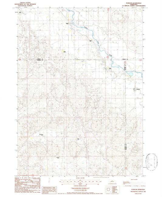 Classic USGS Purdum Nebraska 7.5'x7.5' Topo Map Image