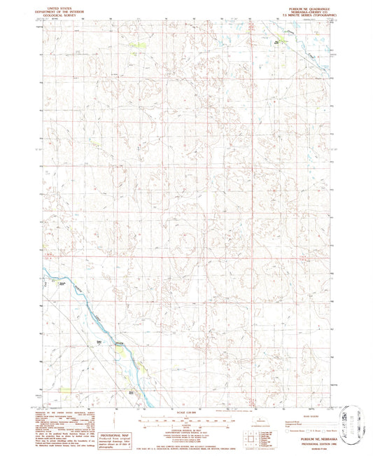Classic USGS Purdum NE Nebraska 7.5'x7.5' Topo Map Image