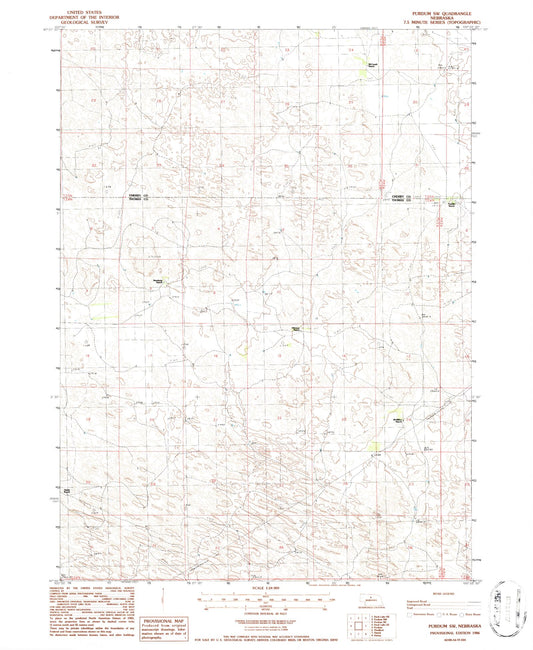 Classic USGS Purdum SW Nebraska 7.5'x7.5' Topo Map Image