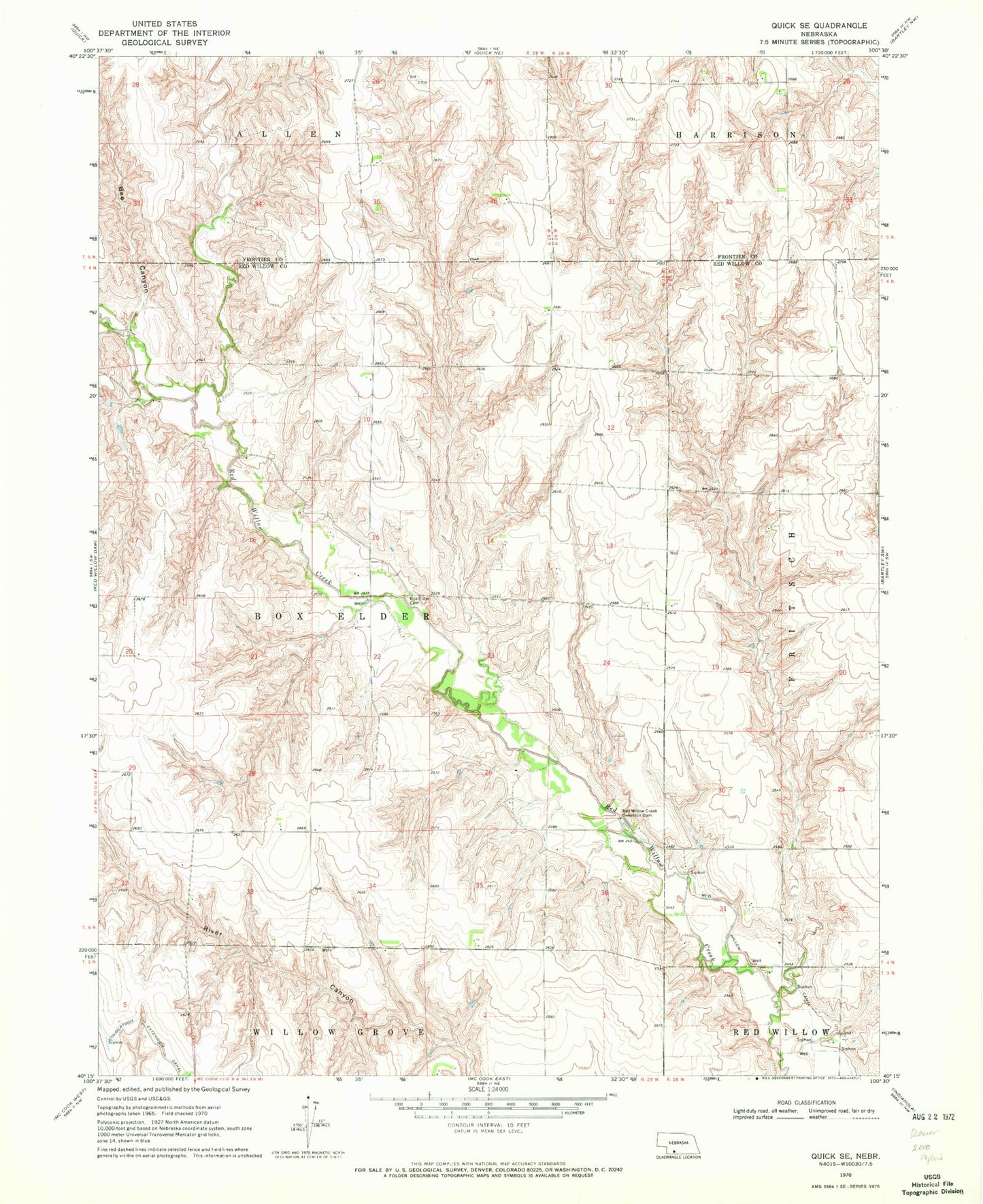 Classic USGS Quick SE Nebraska 7.5'x7.5' Topo Map Image