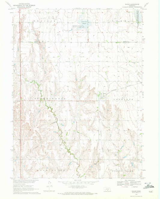 Classic USGS Ragan Nebraska 7.5'x7.5' Topo Map Image