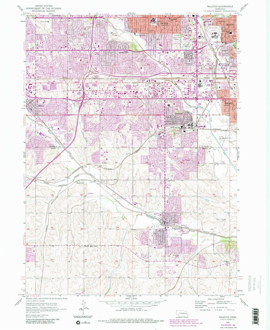 Classic USGS Ralston Nebraska 7.5'x7.5' Topo Map Image