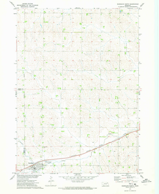 Classic USGS Randolph North Nebraska 7.5'x7.5' Topo Map Image