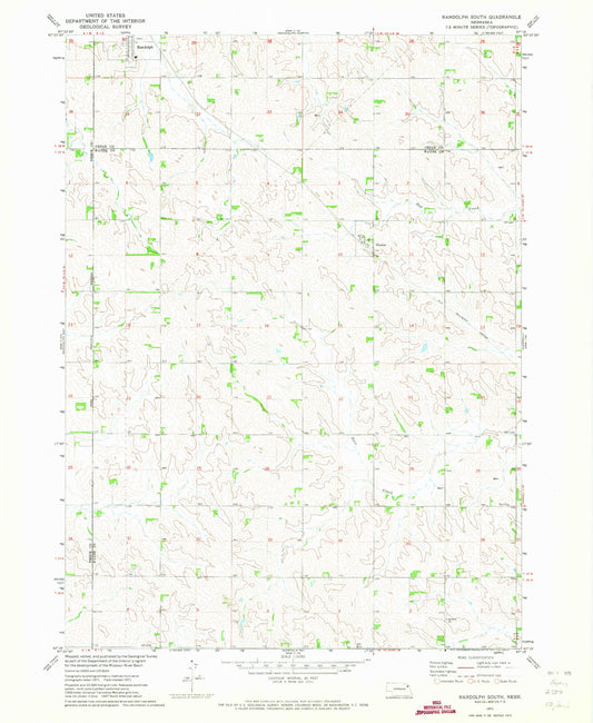 Classic USGS Randolph South Nebraska 7.5'x7.5' Topo Map Image