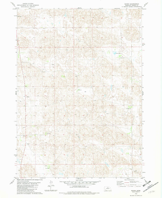 Classic USGS Raven Nebraska 7.5'x7.5' Topo Map Image