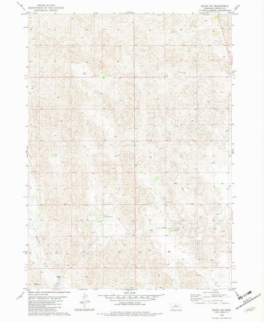 Classic USGS Raven SW Nebraska 7.5'x7.5' Topo Map Image