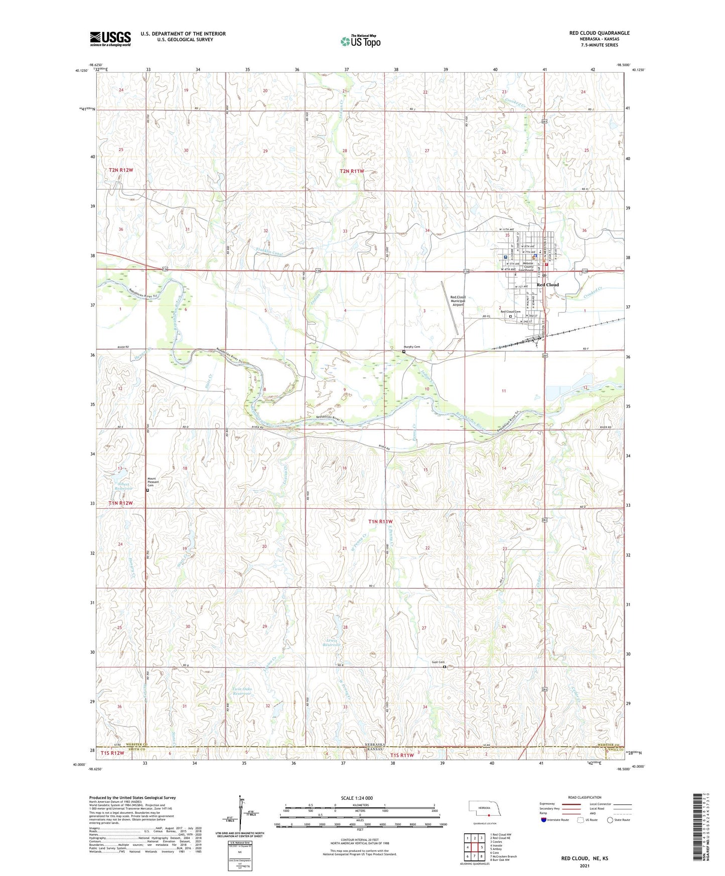 Red Cloud Nebraska US Topo Map Image