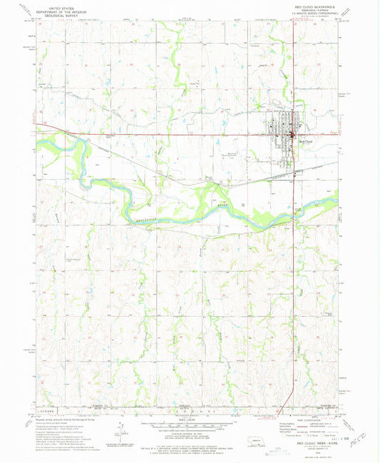 Classic USGS Red Cloud Nebraska 7.5'x7.5' Topo Map Image