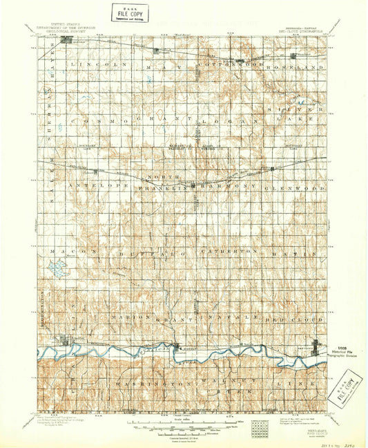 Historic 1897 Red Cloud Nebraska 30'x30' Topo Map Image