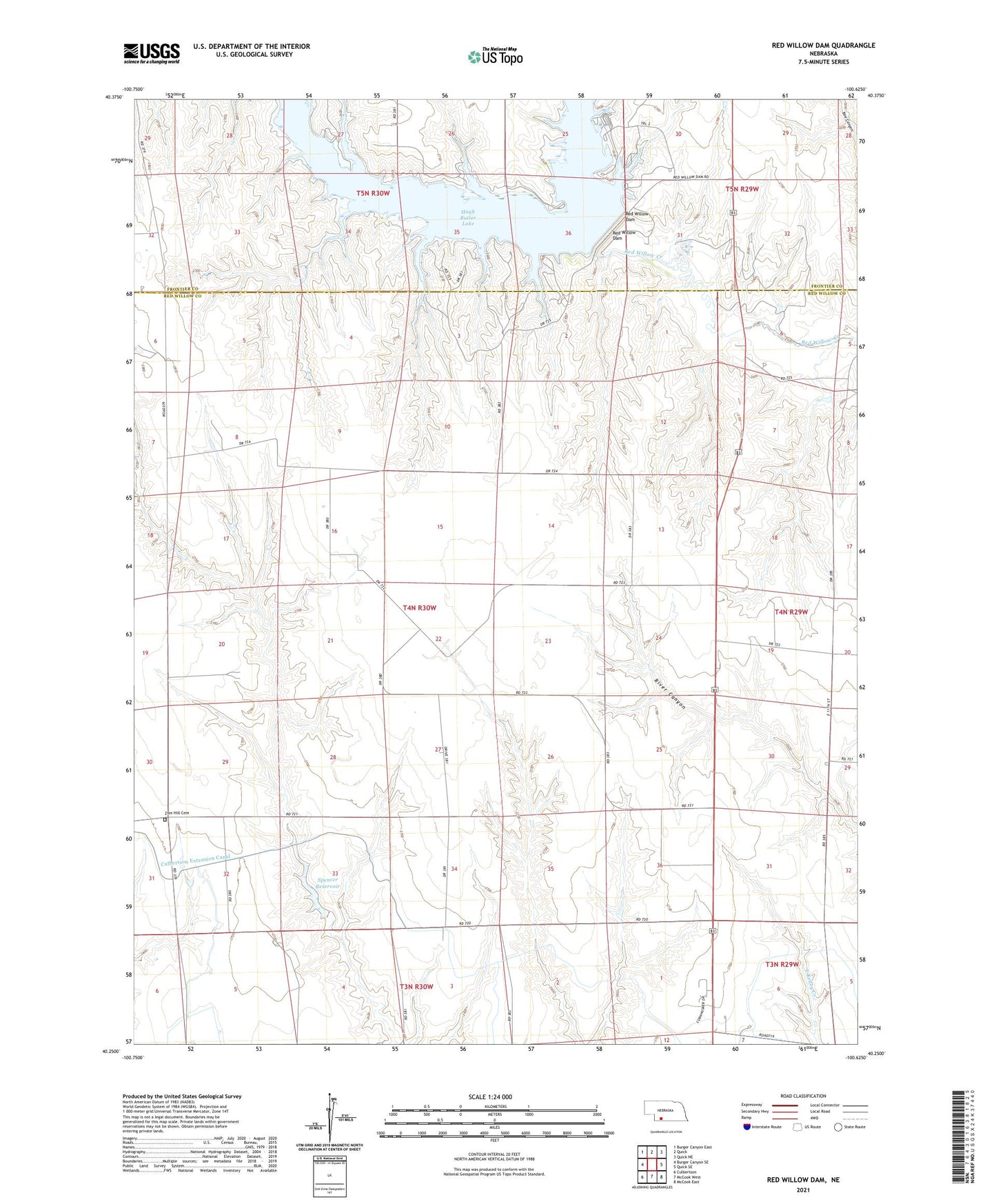 Red Willow Dam Nebraska US Topo Map Image